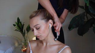 ASMR massage on Johanna | whisper, deep pressure, hair pulling