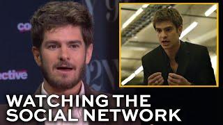 Andrew Garfield watches and reacts to THE iconic THE SOCIAL NETWORK scene