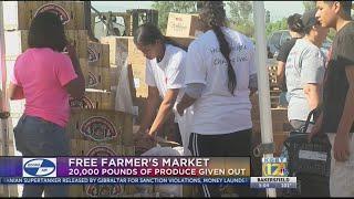 Fresh produce distributed at free farmer's market