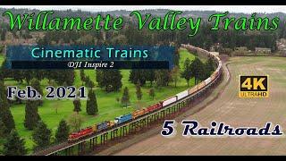 Oregon's Willamette Valley Trains (4K) | 5 Railroads | Feb. 2021 | DJI Inspire 2