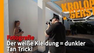 Der weiße Kleidung = dunkler Tan Trick!  Krolop&Gerst