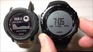 Garmin Instinct 2 vs. Suunto Core: 24hr Barometer Trend View