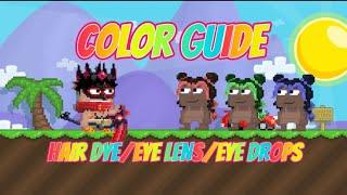 Hair Dye / Contact Lens Eye / Eye Drops Color Guide | Growtopia