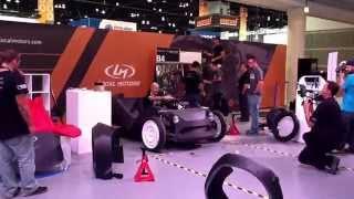 Chicago IMTS 2014, Strati-Local Motors 3D printed, Michele Anoe' tries the feeling of his car