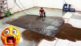 Extraordinarily dirty carpet cleaning satisfying rug cleaning ASMR