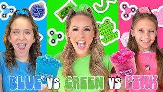 BLUE 🫐 VS PINK  VS GREEN  LEARNING EXPRESS SHOPPING CHALLENGE (BIRTHDAY SURPRISE)