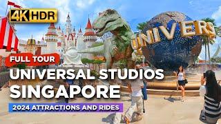 Full Tour of UNIVERSAL STUDIOS SINGAPORE 2024 | Preview of ALL Attractions and Rides!【4K HDR】