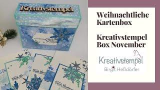 Weihnachtliche Kartenbox aus der Kreativstempelbox November 2020 Box mit Glückwunschkarten