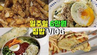 한식러버의 일주일 6만원 집밥 Vlog | 식혜 닭다리조림, 양배추 와사비참치 덮밥, 단호박새우된장찌개, 쫄면 황금레시피, 돼지고기 애호박찌개, 맑은육개장