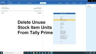 Delete Unused Stock Item Units From Tally Prime | How to Delete Unused Stock Item Units From Tally