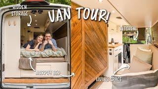 VAN TOUR | Our DIY Tiny Home for Van Life | INCREDIBLE Conversion with Murphy Bed