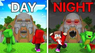 JJ and Mikey on Notch Temple Became Scary at Night Challenge - Maizen Parody Video in Minecraft