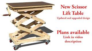 DIY Homemade Wooden Scissor Lift Table - Plans available. Updated and upgraded design.