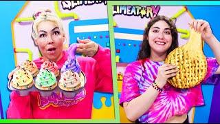 BAKING WITH SLIME CHALLENGE! Best slime baker wins! Slimeatory #693