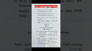 M.A. Sociology first semester exam paper solution 2023 Bundelkhand University#shorts#Subhanshclasses