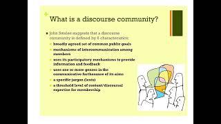 Discourse Community Overview Summer 2022