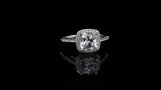 Halo Engagement Ring, Cushion Cut Simulated Diamond, Statement Ring