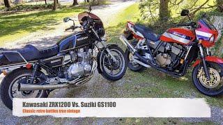Kawasaki ZRX1200R Vs Suzuki GS1100 - Classic retro motorcycle battles antique cafe motorcycle!