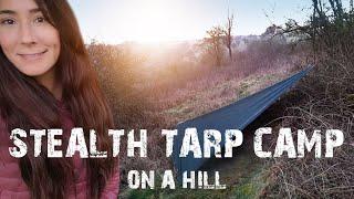 Stealth Tarp Wild Camping On A Hill Solo | + Bonus Hill-Sliding & Gear-Wrecking Fun | Rab Ascent 900