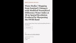 Water Bodies’ Mapping from Sentinel-2 Imagery with Modified Normalized Difference Wat... | RTCL.TV