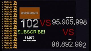 4 hours of 2b2t queue + awuuwa vs PewDiePie vs T-Series + 100 subs full