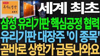 [유리기판 대장주] 세계 최초 삼성 유리기판 핵심공정 협력 유리기판 대장주 '이 종목' 곧바로 상한가 급등 나와요 유리기판관련주 글라스기판관련주 디에스경제뉴스 또바기