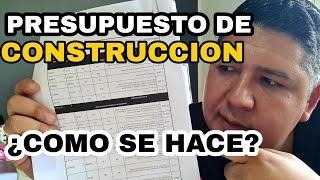 PRESPUESTO para CONSTRUIR una CASA | PRESUPUESTO de CONSTRUCCION