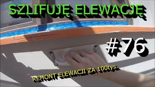 Szlifowanie warstwy kleju na elewacji przed gruntowaniem. #RemontElewacjiZa100tys