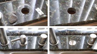 Kitchen Sink Faucet Hole Cover + How To Clean Calcium Limescale Residue Buildup Granite Countertop