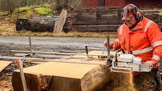 Milling a 105cm Wide Elm Log with Granberg Alaskan Mill & Stihl MS881!