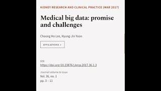 Medical big data: promise and challenges | RTCL.TV