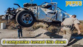 Ford F-350 Crashes 450' Down Freeway Hillside!