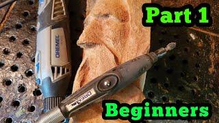 Beginners Dremel wood carving. How to carve a woodspirit, Part 1.