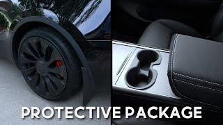 Tesla Model Y | Mud Guards | Armrest Cover | Cup Holder Insert | Anti-Collision Car Door Stickers