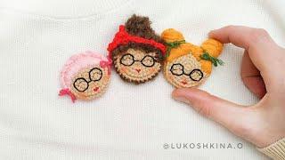 вязаная крючком брошка девочка часть 5 / crochet brooch girl part 5