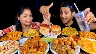 Eating Tandoori Momo, Spring Roll, Maggi, macroni, Manchurian & Burger | Street Food | Mukbang
