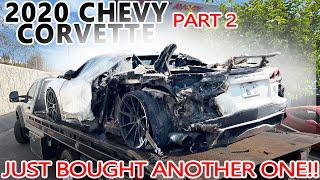 EASY REPAIR? BURNT 2020 CHEVY CORVETTE DONOR CAR REBUILD! (PART 2)