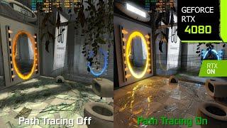 Portal 2 Path Tracing with RTX Remix On vs Off - Graphics/Performance Comparison | RTX 4080