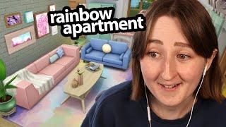 i built a *rainbow apartment* in the sims