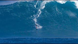 12 year old surfs 50ft wave day XL JAWS Big Wave Surf Maui Hawaii. "Baby" Steve Reberson. Pe'ahi