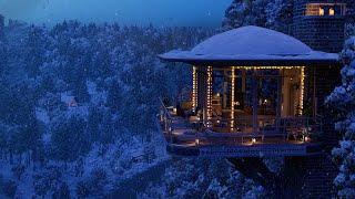 Winter Sky Lodge Escape: Drift into Dreamland with Stunning Mountain Views & Calming Blizzard Sounds