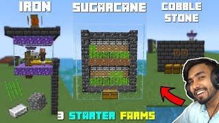 How to Make Starter Farms in Minecraft Like Techno Gamerz | 3 Easy Starter Farms in Minecraft