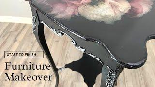 Furniture Makeover | Mint by Michelle Decoupage Paper Take 2 | Resin Pour Furniture Flip