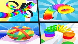 SPIRAL RIDER vs SLINKY HOP vs FLEXY RUNNER vs TOY SPRING - Satisfying Quadruple Gameplay