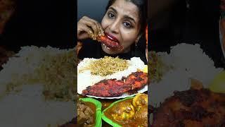 ASMR Eating Spicy Mutton Curry Masala,Fish Fry,Chicken Curry,Rice,Egg Big Bites ASMR Eating Mukbang