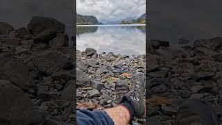 take a minute to reflect. #coffee #mornings #lake #rivers #water #sea #pigeon #birds #trees #outdoor