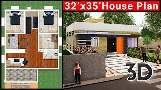 32x35 House Plan || 3BHK House Design || Plan#1 || KK Home Design || 2020