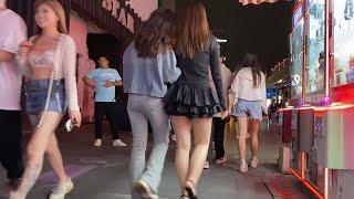 街拍中國酒吧街迷人夜市，夜生活豐富多彩，有錢人的世界！4k walk china，Bar Street，Nightlife， Beauty