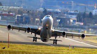 Crosswind landing & take-off / storm Felix in Zurich complete day-Sturmtief Christian