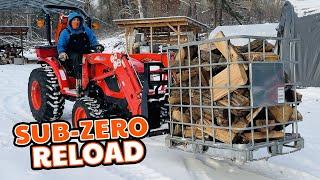 Sub-Zero Firewood - Reloading Wood Shed in the Freezing Cold